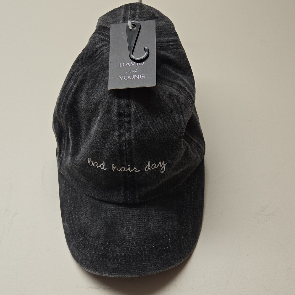 NWT Ladies Ball Cap "bad hair day" - Black, Distressed